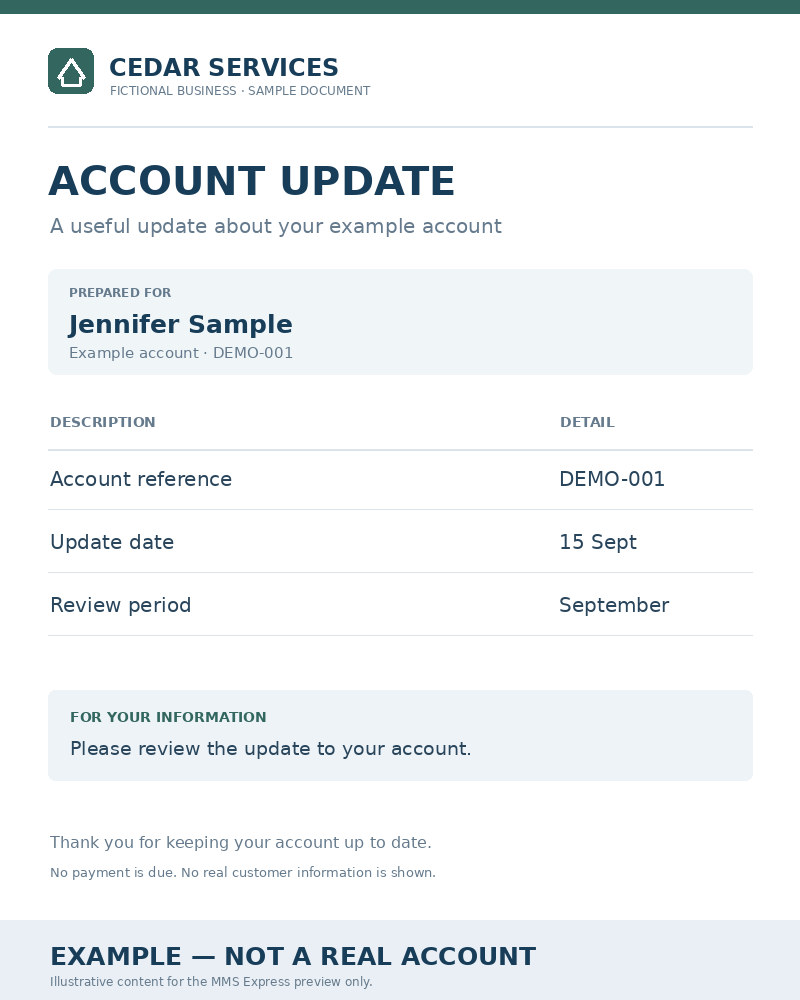 Example account update