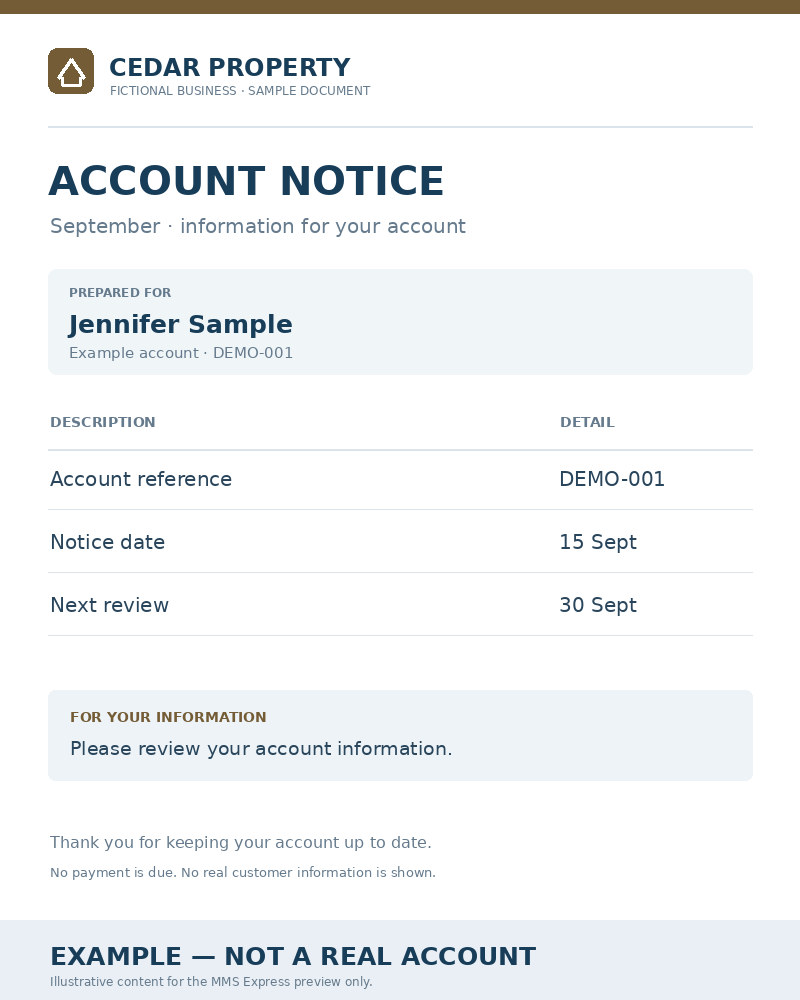 Example account notice
