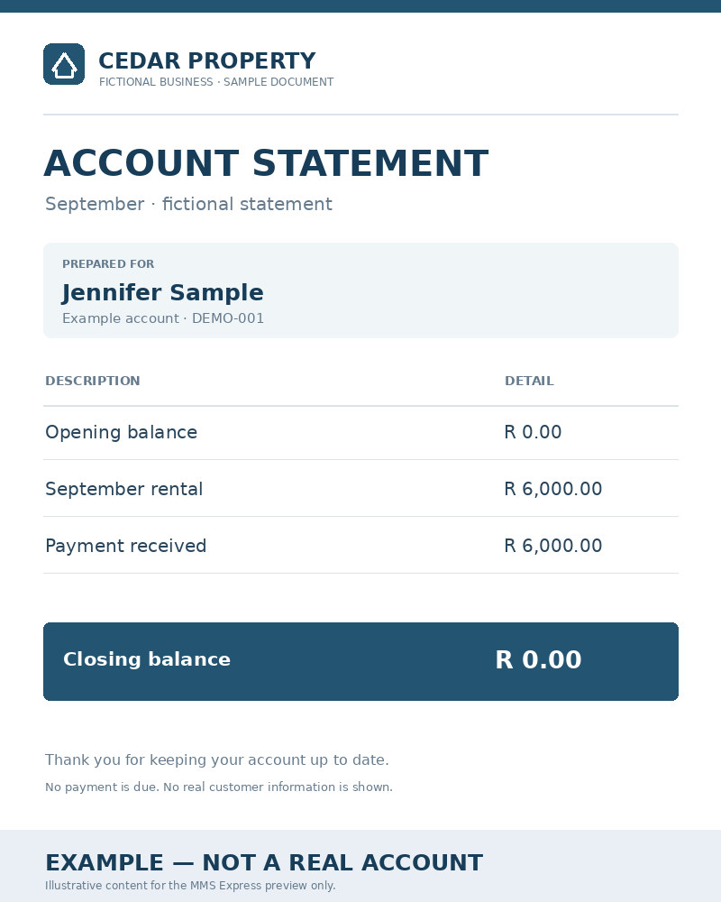Example property statement